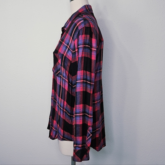 Rails Hunter Plaid Flannel Shirt in Black Coral Teal Size Large - Picture 7 of 16